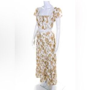 RAHI Womens Floral Print Short
Sleeve Maxi Dress White Brown Size XS Beautiful!!